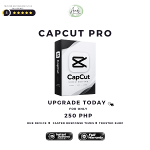 CAPCUT PRO software upgrade for one device with faster response times and trusted shop status priced at 249 PHP.