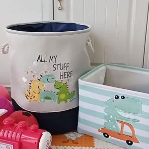 Foldable Laundry Basket Cute Dinosaur Toys Clothes Storage Basket Kids Nursery Hamper Home Organizer