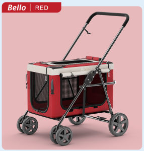 BELLO Portable Pet Stroller Dog Cat Walking detachable Trolley Outdoor Car Small Lightweight Foldable Car Bag Split