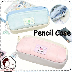 Cute 2-Layer Pencil Case Large Capacity Colors-block Pen Bag Zipper Stationery Organizer Gift
