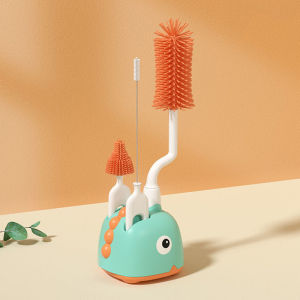HamshMoc No Dead Angle baby brush set Professional High Density Baby milk bottle brush cleaner 360 Degree Rotation Multifunctional sterilizable with storage box