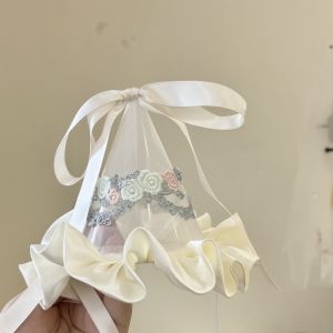 VERIDIAI Sequin Birthday Hat Hairpin Bow Embroidery Birthday Cap Cute Korean Hair Accessories Birthday Crown Girls