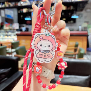 Creative and cute Miu series acrylic cat bead bag hanging woven hanging rope pendant keychain DIY phone chain