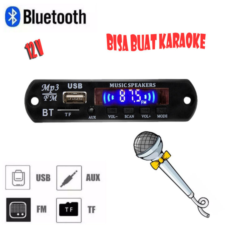 Mp3 Kit Modul Bluetooth versi 5.0 USB AUX Fm Ridio plus karaoke 12V