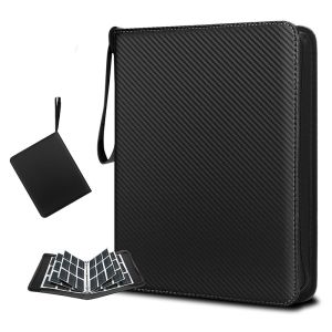 400/900 Grids Trading Card Binder Game Card Collection Binder with 50 Pcs Removable Sleeves with Zipper & Handle