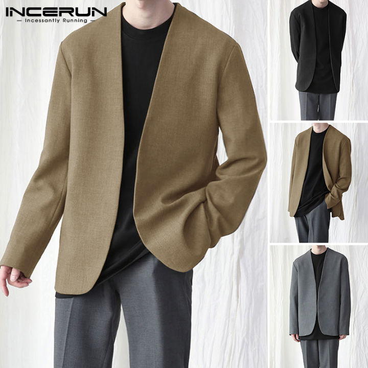 Collarless blazer online mens