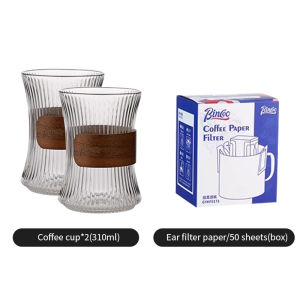 BINCOO Hand Pour Coffee Pot Set Sharing Pot Glass Coffee Cup for Outdoor Travel 310ML