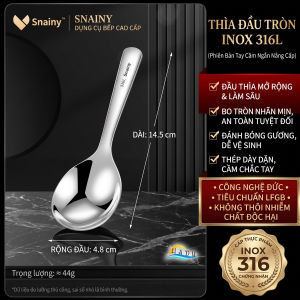 Thìa Muỗng Tròn Inox 316L Cao Cấp Kháng Khuẩn Dày Dặn Sâu Lòng Ăn Cơm Ăn Phở Súp Tiện Lợi Snainy