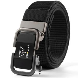 Emoline Men Nylon Belt Black - Ikat Pinggang Pria Keren Hitam