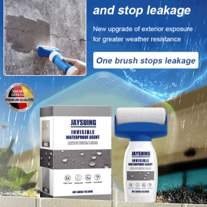 Exterior waterproofing roller brush with selfcontained waterproof coating