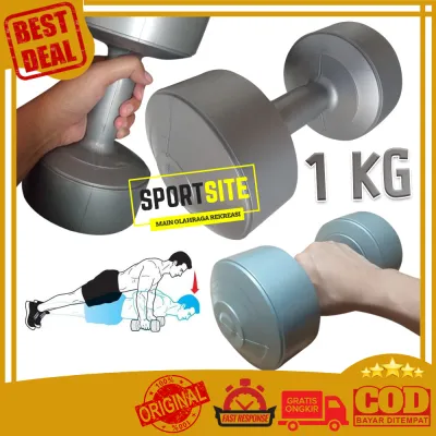 Dumbbles Barbel Plastik 1kg Dumbell Dumbbells Power Alat Latihan Beban Olahraga Kesehatan Fitness Gym Sports Equipment Dumbbell Hand Weight Dambel 1 kg