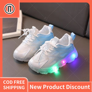 Childrens LED light-up shoes girls cartoon breathable casual sports shoes childrens luminous shoes