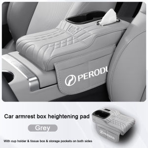 Car Armrest Box Cushion With 2 Cup Holder And Tissue Box & Side Pocket Elbow Rest Armrest Heightening Pad Cover For erodua Viva Bezza Axia Ativa Aruz Alza Myvi Kancil Car Interior
