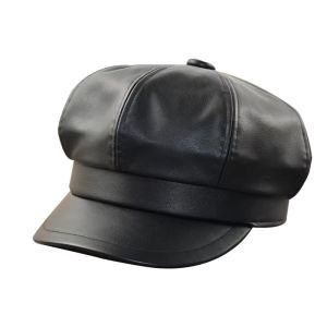 TOPI NEWSBOY KULIT PU PREMIUM | GAYA VINTAGE ELEGAN UNTUK WANITA