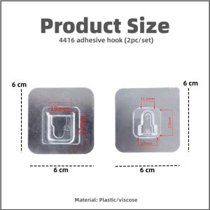 【i.Rumah】 Double-sided Self Adhesive Wall Hooks for Kitchen Bathroom Living Room Wall Mounted Rack Organizer Storage Holder Tools