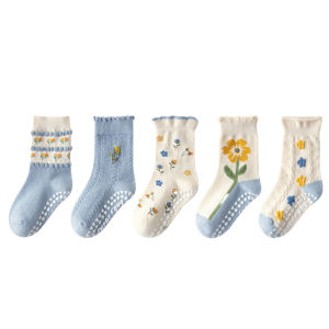 Kaos Kaki Anti Slip Bayi Anak Perempuan Panjang Motif Katun Isi 5