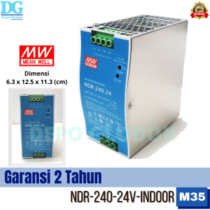 Trafo power supply MeanWell Type DIN RAIL MEAN WELL NDR 240 WATT 24 Volt INDOOR ORIGINAL GARANSI 2 TAHUN - M35