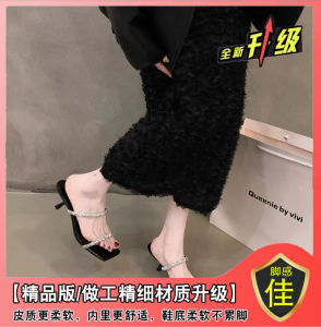 [Free Shipping] New Summer Outdoor High-Heeled Sandals with Rhinestones and a Luxurious Feel