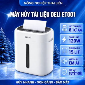 Máy Huỷ Tài Liệu Deli ET001 Cao Cấp Công Suất Lớn Máy Huỷ Giấy Tờ Phù Hợp Cho Văn Phòng Doanh Nghiệp