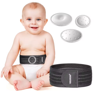 VELPEAU Umbilical Hernia Belt Infant for Infantile Belly Button Band with 3 Hernia Pads Navel Band Adjustable for Newborn/Kids