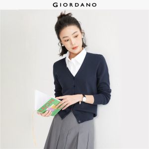 Giordano Women Cotton v-neck cardigan Free Shipping 05350649
