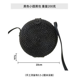 Wholesale Wicker Bags  ins Crossbodybag   Forest-style basket retro and artistic handmade woven shoulder bag with leather buckle