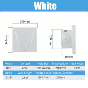 Ventilation Fan Exhaust Fan 10/inch Exhaust Fan Ventilated Equipment Ventilation Fan