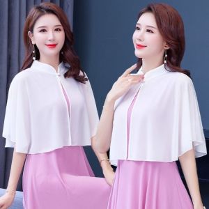 AKZDXE Breathable Chiffon Shawl Short Multicolor Bridal Cape Thin Jacket Loose Wedding Shawl Spring Summer