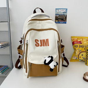 สไตล์อเมริกัน ย้อนยุค กระเป๋าเป้สะพายหลัง ความจุสูง นักเรียน กระเป๋าแล็ปท็อป กระเป๋าเป้ สะพายหลัง กระเป๋าเด็กนักเรียน กระเป๋าแฟชั่นนักศึกษา จุของได้เยอะ งานคุณภาพพรีเมี่ยม #SJM