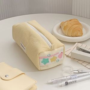 WAYCAI งานปัก กระเป๋าปากกา ความจุขนาดใหญ่ ผ้าคอร์ดูรอย กล่องดินสอ คุณภาพสูง หลายฟังก์ชัน กระเป๋าเครื่องเขียน ของขวัญ