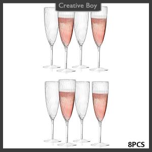 [Creative] 1 8PCS Plastic Champagne es Flutes Disposable Perfect for Wedding and Shower Party Supply Clear Cups Drinkware Gift
