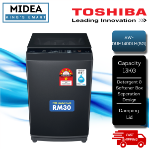 TOSHIBA 13KG Origin Inverter 5 Star Fully Auto Top Load Washing Machine AW-DUM1400LM(SG) / AW-DUM1400LM Washer / Mesin Basuh