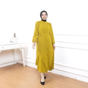 AQILA - Gamis Kayla Crinkle / Dress Wanita Crinkle Airflow / Gamis Wanita Full Kancing