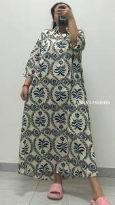 XL-XXXL Womens Bangkok Bigsize Fashion Casual Maxi Dress Relax Loose and Brethable 3/4 Sleeves 1222