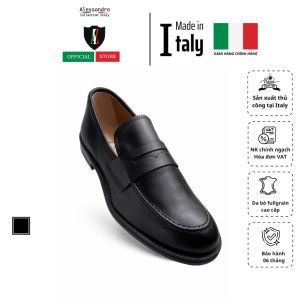Giày Lười Loafer Nam Bằng Da Thật Màu Đen - Alessandro - Sản Xuất Chính Hãng Tại Ý_Alex-12