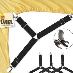 LWEL 4pcs Strap Triangle Bed Sheet Holders Fitted Sheet Clips Adjustable Sheet Suspenders Mattress Gripper