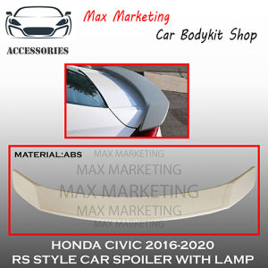 HONDA CIVIC 10TH 2016-2020 RS STYLE SPOILER WITH LAMP REAR TRUNK LIP ABS SKIRT LIP BODYKIT