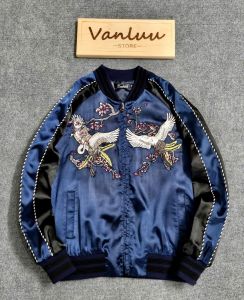 Áo Khoác Nam Áo Khoác Thêu Áo Khoác Sukajan Jacket Cho Nam Áo Khoác Bomber Thêu Hạc