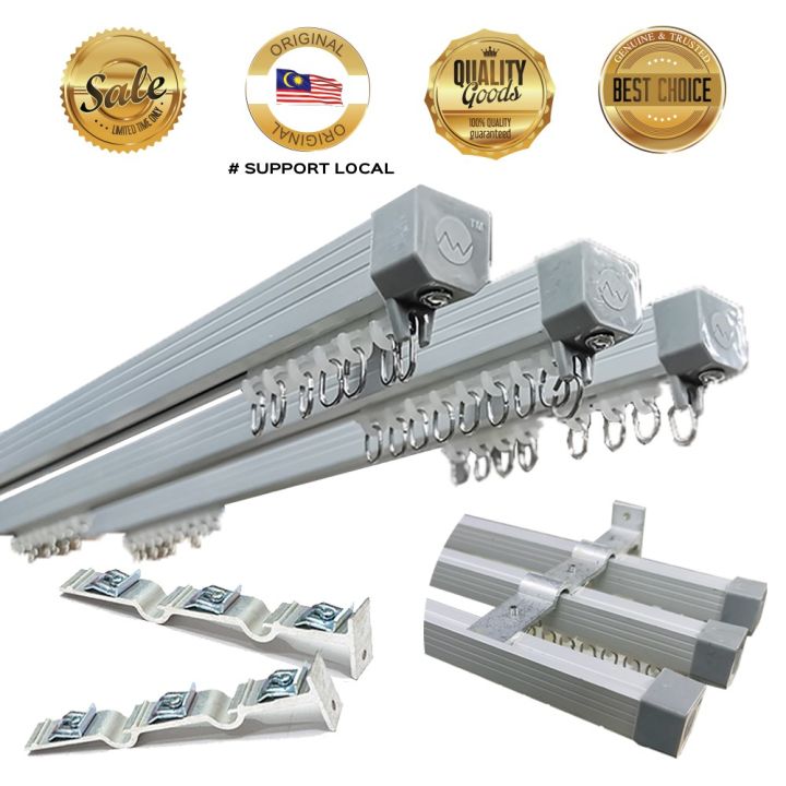 Rel Langsir Triple Aluminium Lengkap Set Aluminum Lengkap Rail Track