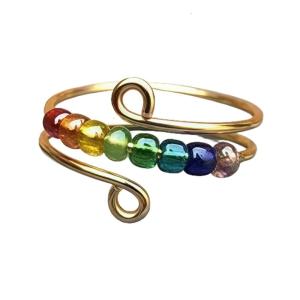 แหวนหาคู่กันน้ำแบบปรับได้แหวนนิ้วมือทรงเปิดลูกปัดหมุนได้เหมาะสำหรับงานปาร์ตี้และสวมใส่ทุกวัน