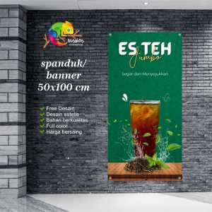 Cetak Spanduk Banner Es Teh Model Hijau Tua