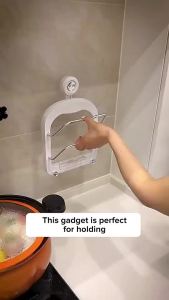 Suction Cup Pot Lid Rack Placer Punch-free Wall-mounted Storage Rack for Pot LidsNo Punching Household Kitchen Storage