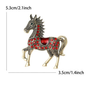 Minwen Classic Rhinestone Horse Brooches For Women Versatile Animal Lapel Pins Clothing Corsage Jewelry Accessories New Year Gifts