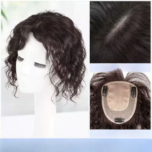 Top hair piece curly hair wig simulation hair reissue block invisible white hair wool curl hair fluffy middle-aged mother