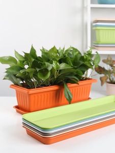 Lengyou 3Pcs Balcony Garden Blue Rectangular Vegetable Flower Planter Resin Box Planting Pot