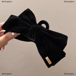 [COD] Modingdue Elegant Oversized Double Sided Bow Hair Claw Accessories Girls Solid Color Cross Bow Ponytail Shark Clip Headwear