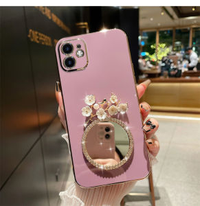 [With Mirror]KISSCASE for IPhone 15 Pro Max/iPhone15 Plus /14 Pro Max IPhone 13/13 Pro/13 Pro Max IPhone 12 Pro Iphone 11 Pro Max/11 11 Pro Rose Patch Rhinestone Mirror Phone Case