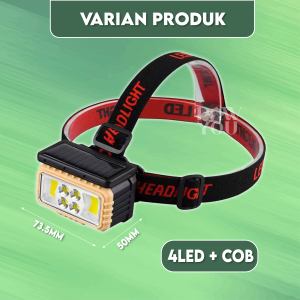 Senter Kepala LED IP44 USB Headlight Surya Panel Cas Jarak Jauh High Power