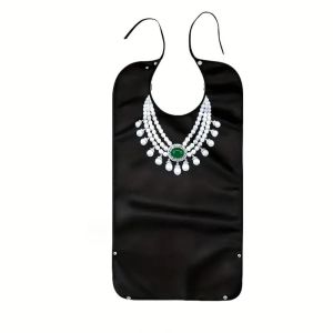 HUNIU Oil-Resistant Elderly Bibs Foldable Waterproof Adult Apron Dining Protector Snap Closure Saliva Towel Elderly Dining