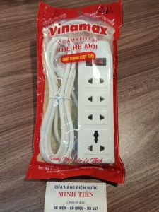 Ổ Cắm Điện 4 Lỗ cắm Màu Trắng Có công tắc đèn báo dây dài 3 mét 5 mét chính hãng Vinamax